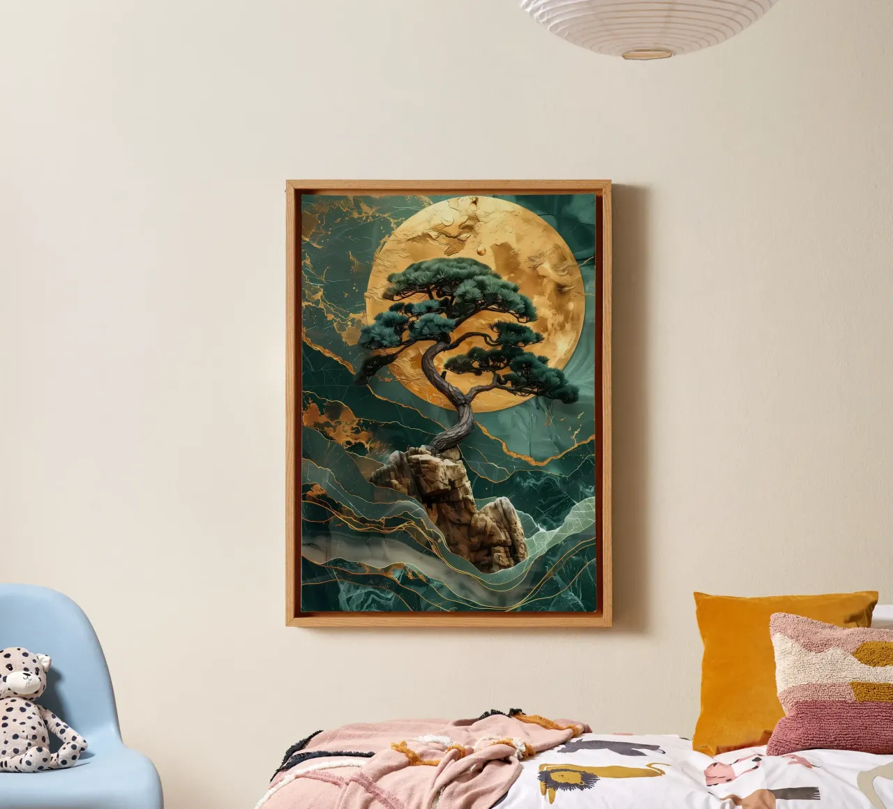 Retro Japans dorp canvas met Baklijst van Mikesell