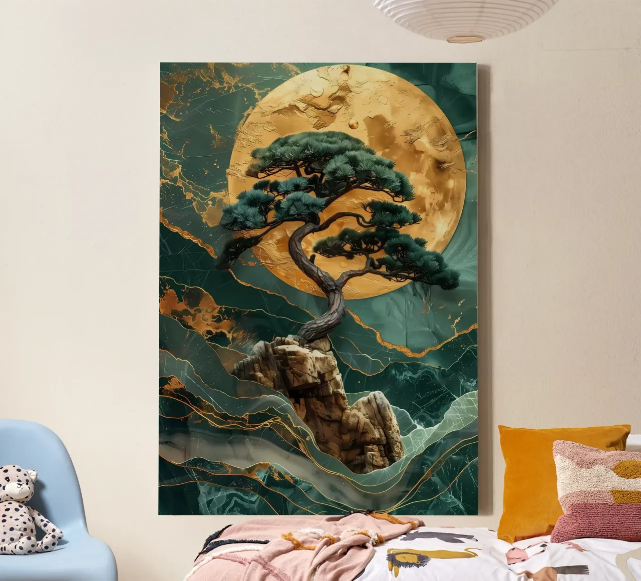 Retro Japans dorp canvas met Baklijst van Mikesell