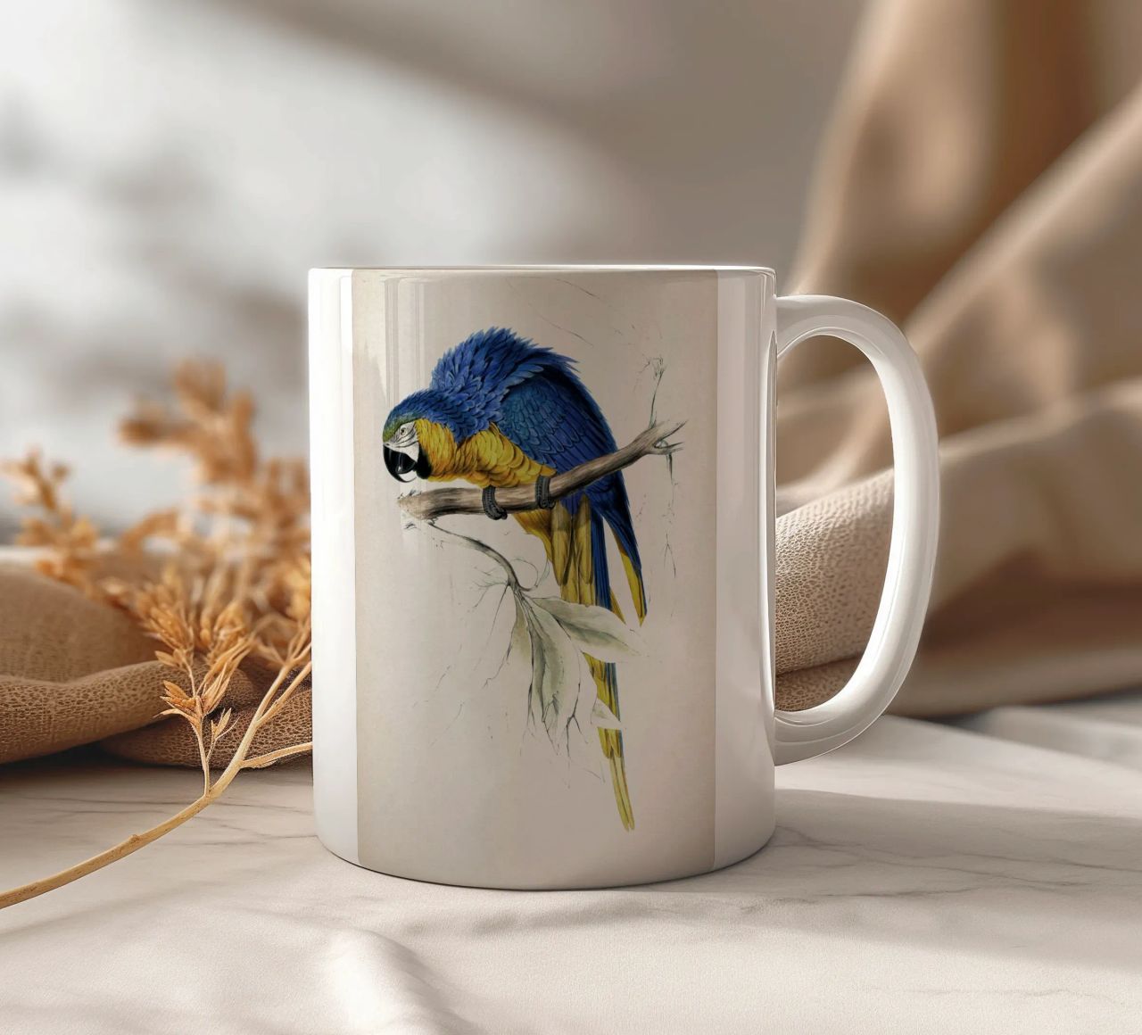 Vintage Lear 1 Macrocerus Ararauna tazza in ceramica da Vintage Print Collection