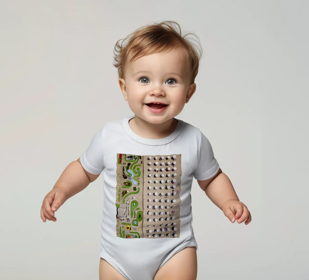 Minigolf short-sleeve baby romper by Framative