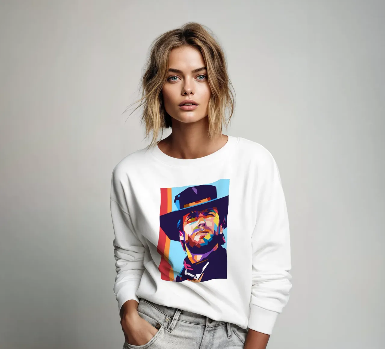 Clint Eastwood sobre el estilo artístico de WPAP sudadera de Hantamrata