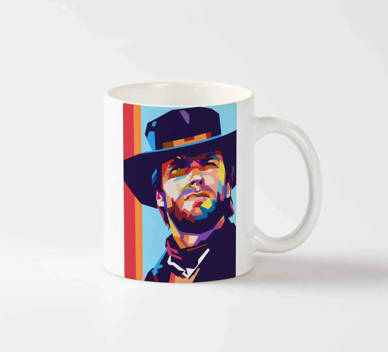 Clint Eastwood sullo stile artistico di WPAP tazza in ceramica da Hantamrata