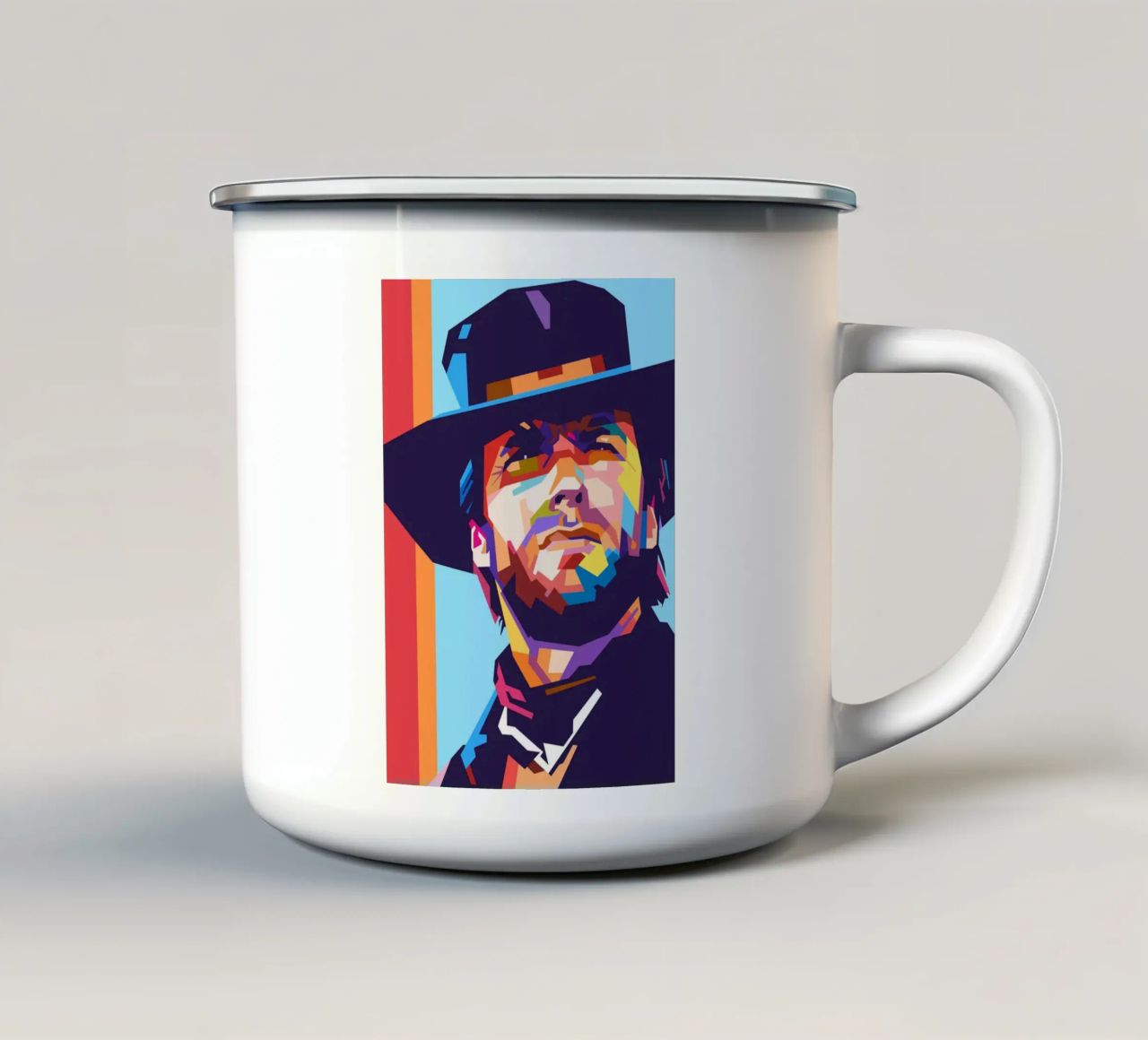 Clint Eastwood sullo stile artistico di WPAP tazza in smalto da Hantamrata