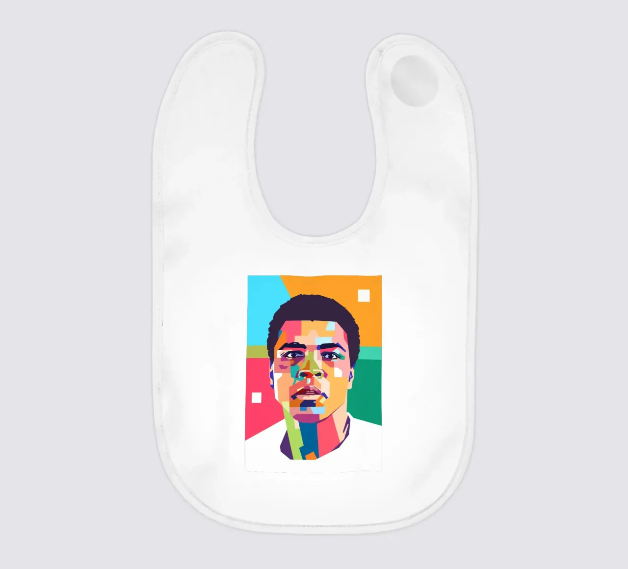 Ritratto pop art di Muhammad Ali bavaglino da Hantamrata