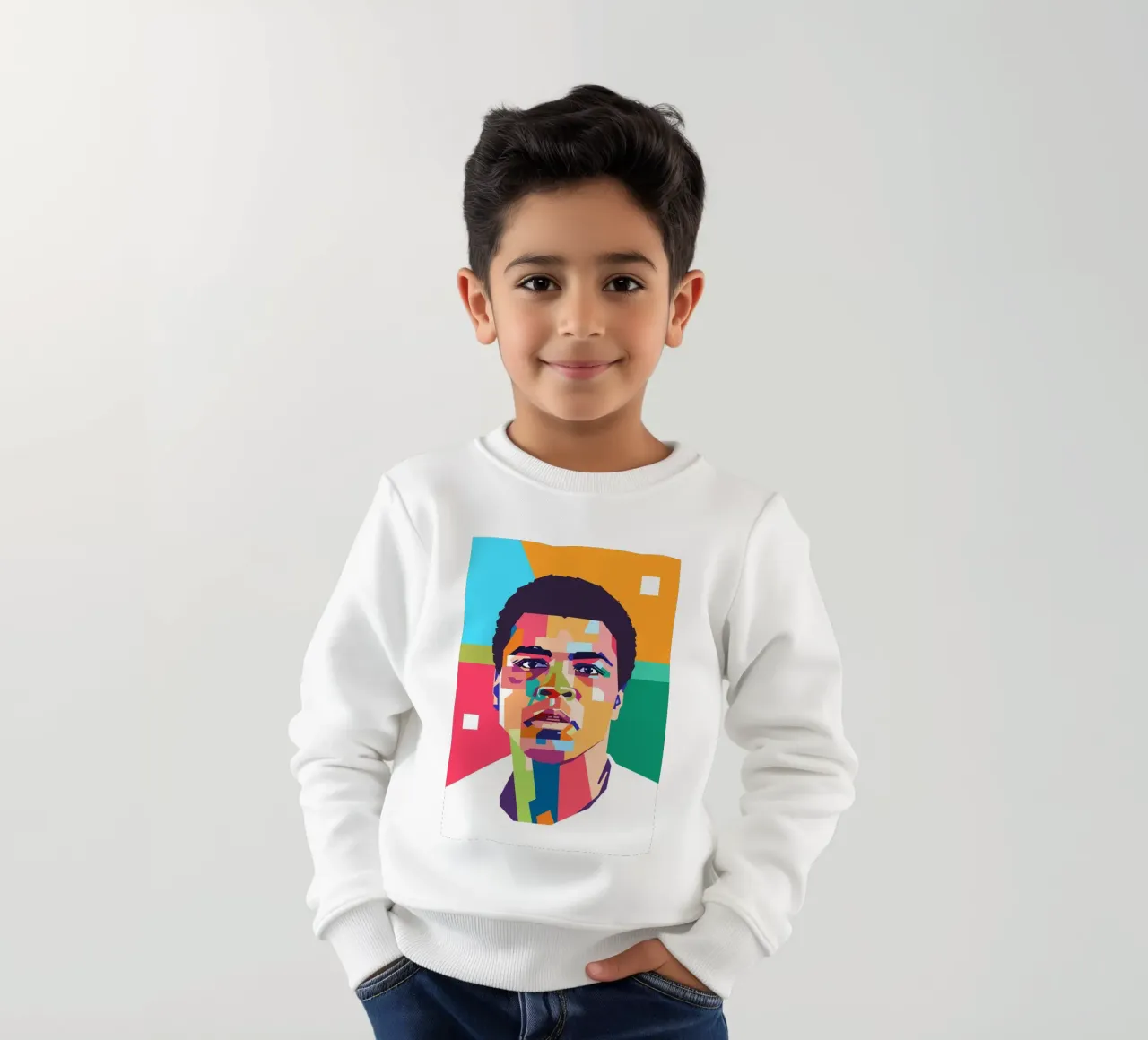 Ritratto pop art di Muhammad Ali felpa bambino da Hantamrata