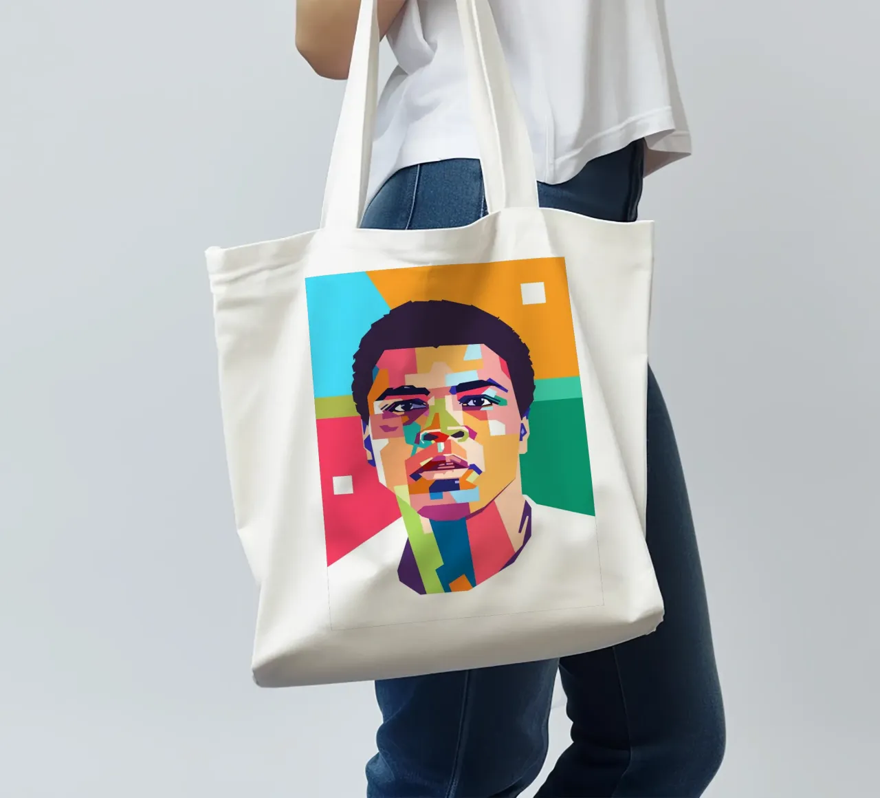 Muhammad Ali Pop Art Porträt Jutebeutel von Hantamrata