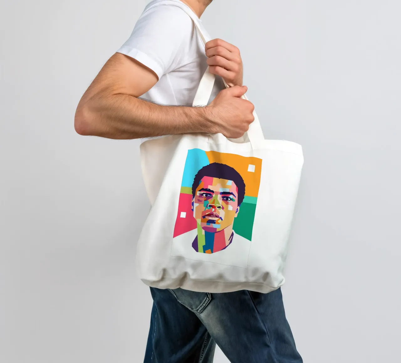 Muhammad Ali Pop Art Porträt Jutebeutel von Hantamrata