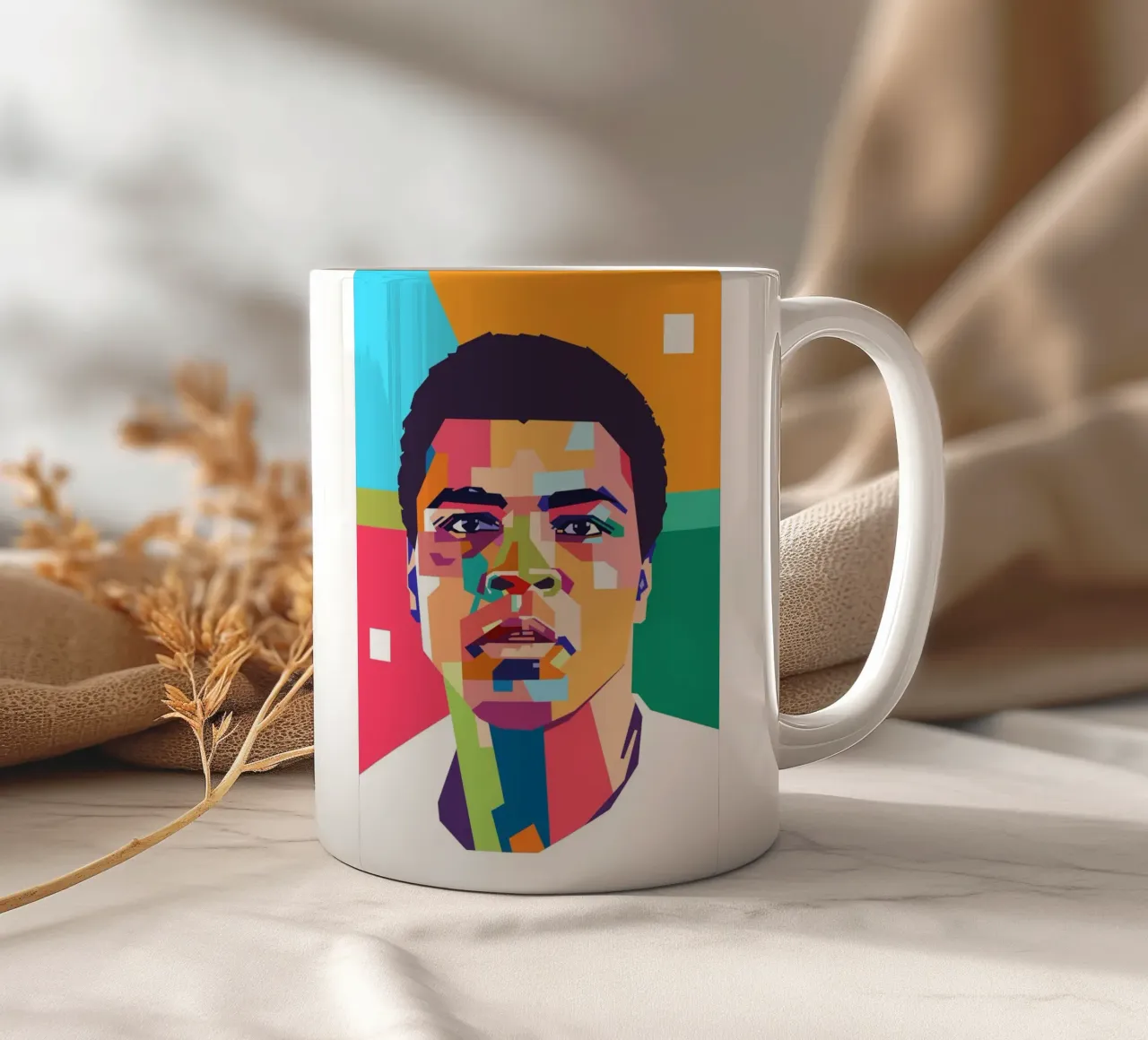 Ritratto pop art di Muhammad Ali tazza in ceramica da Hantamrata