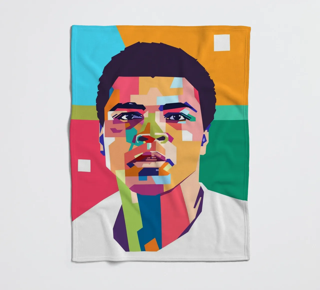 Ritratto pop art di Muhammad Ali coperta in pile da Hantamrata