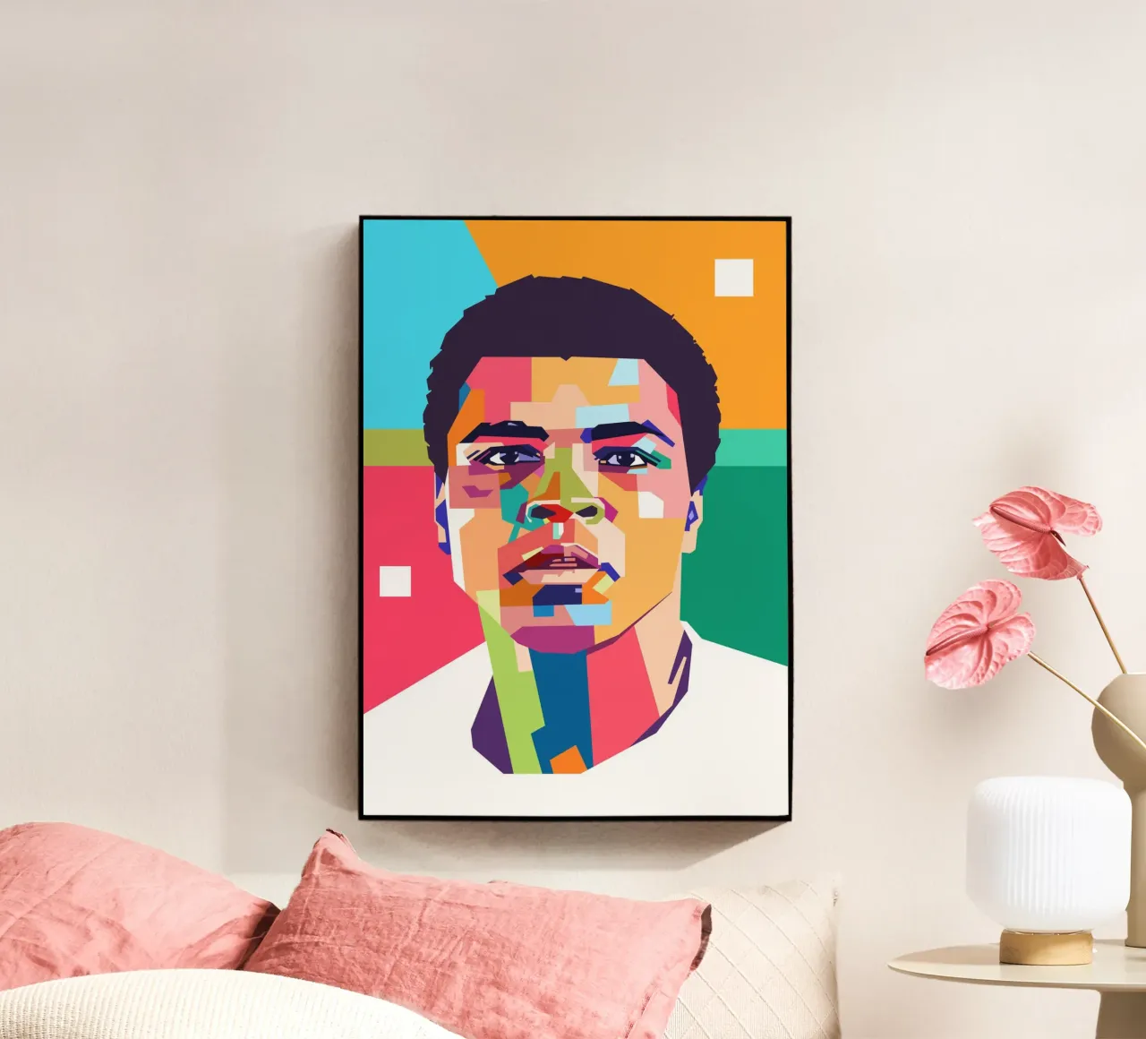 Ritratto pop art di Muhammad Ali plexiglass da Hantamrata