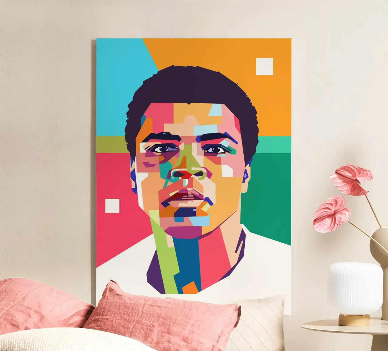 Ritratto pop art di Muhammad Ali plexiglass da Hantamrata