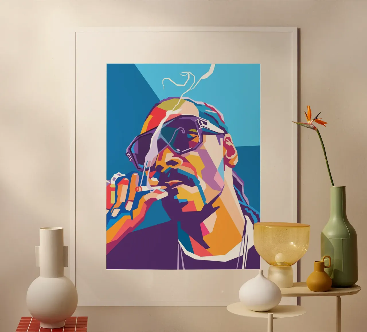 Snoop Dogg sullo stile artistico di WPAP poster con telaio in alluminio da Hantamrata