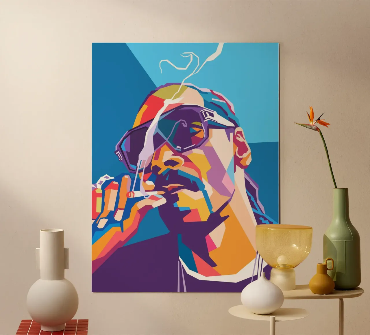 Snoop Dogg sullo stile artistico di WPAP poster con telaio in alluminio da Hantamrata