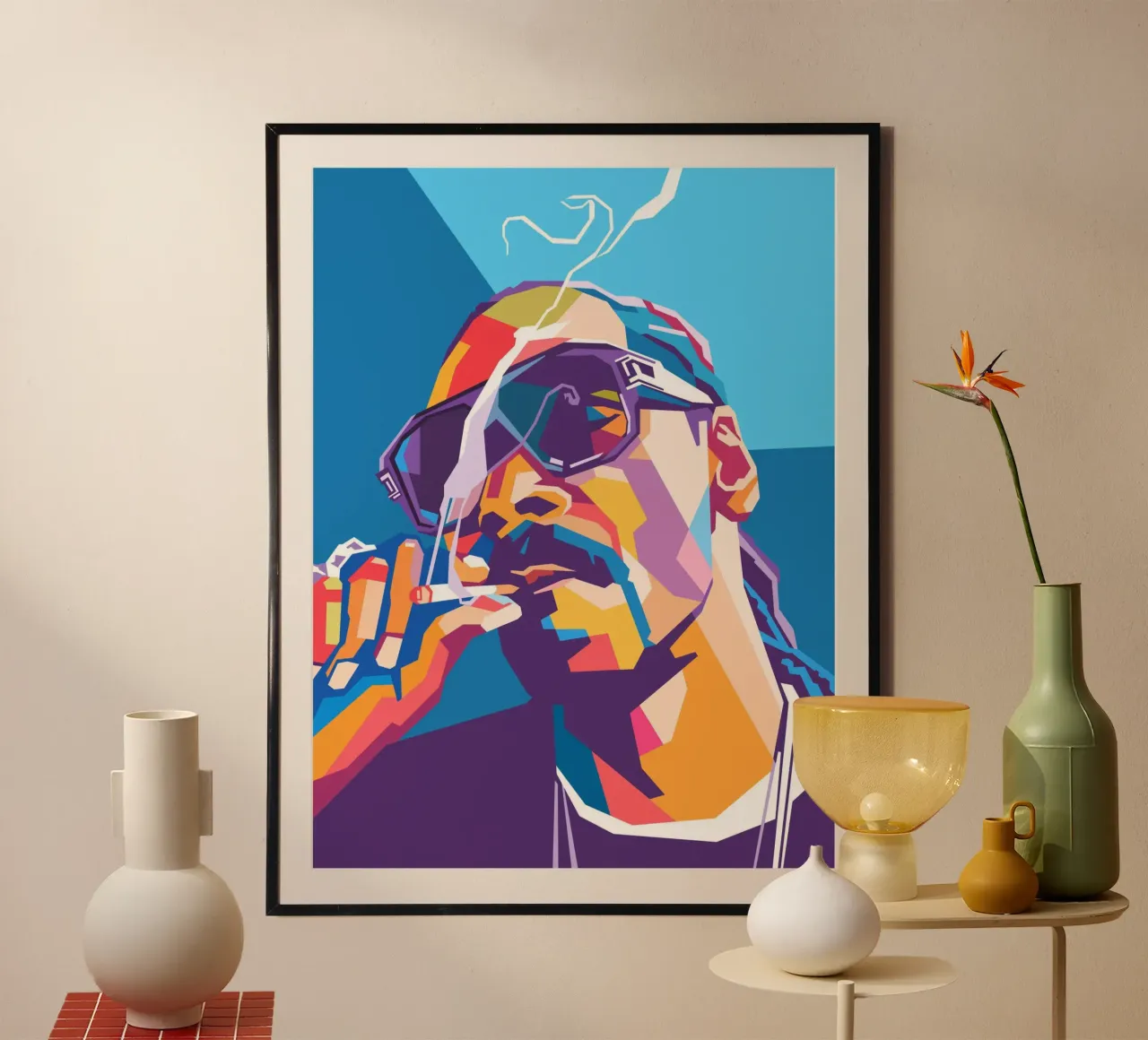 Snoop Dogg sullo stile artistico di WPAP poster con telaio in alluminio da Hantamrata