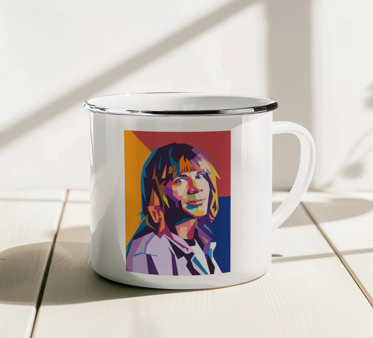 Bruce Dickinson sul ritratto artistico della WPAP tazza in smalto da Hantamrata