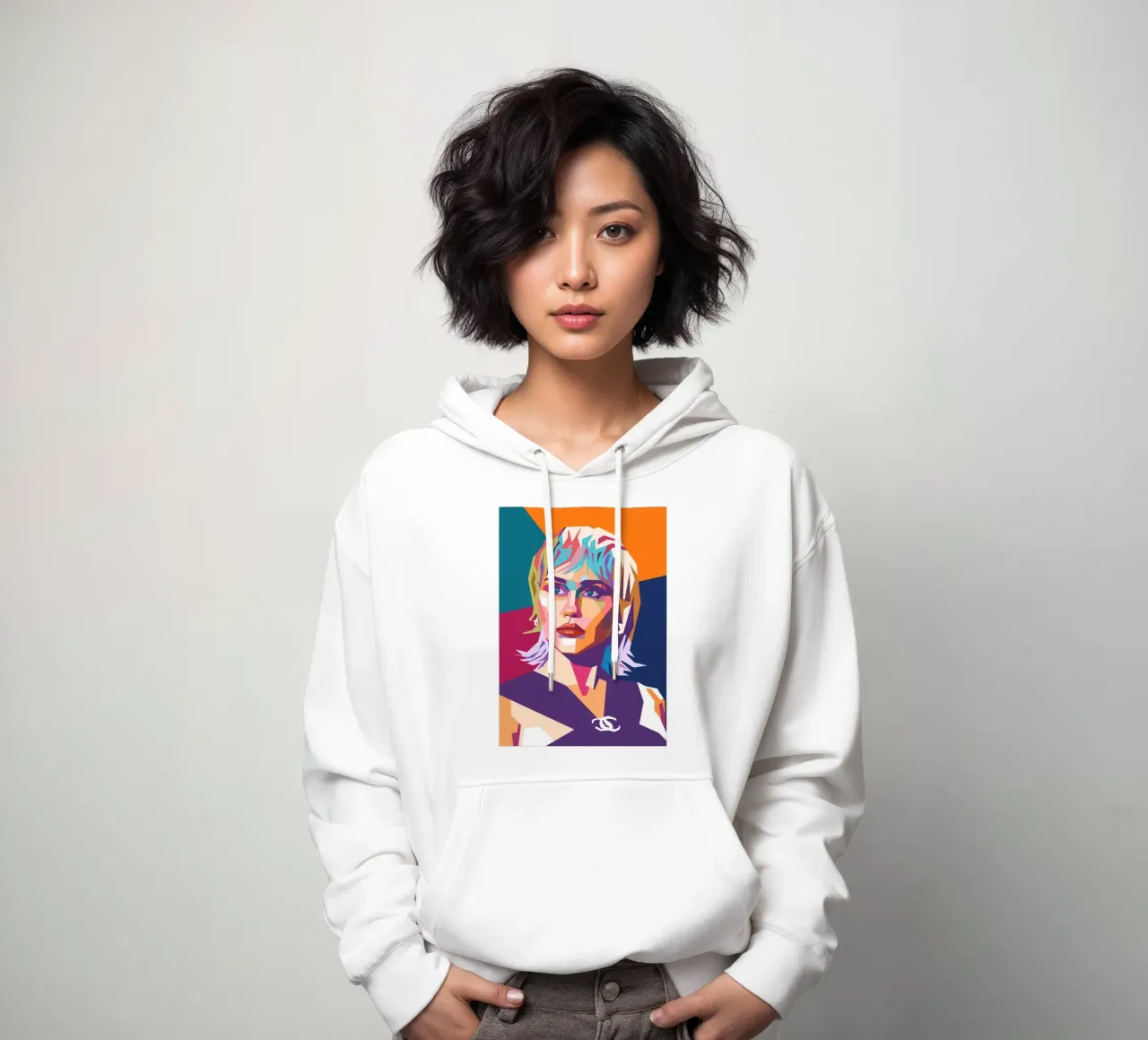 Miley Cyrus sullo stile artistico di WPAP felpa con cappuccio da Hantamrata