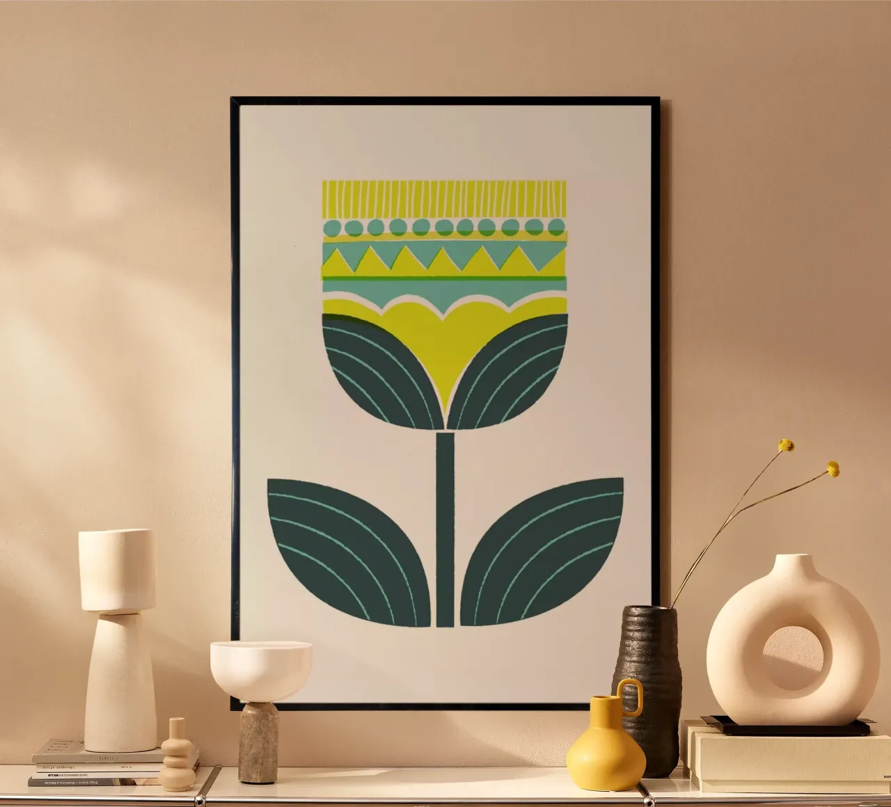 Scandinavian Flower poster con telaio in legno da A Nordic Girl