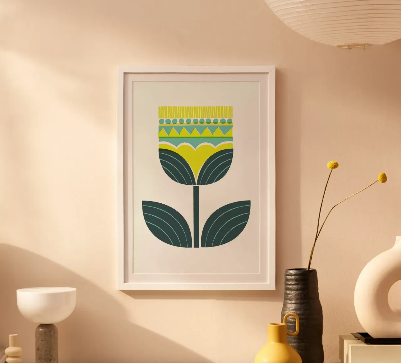 Scandinavian Flower poster con telaio in legno da A Nordic Girl