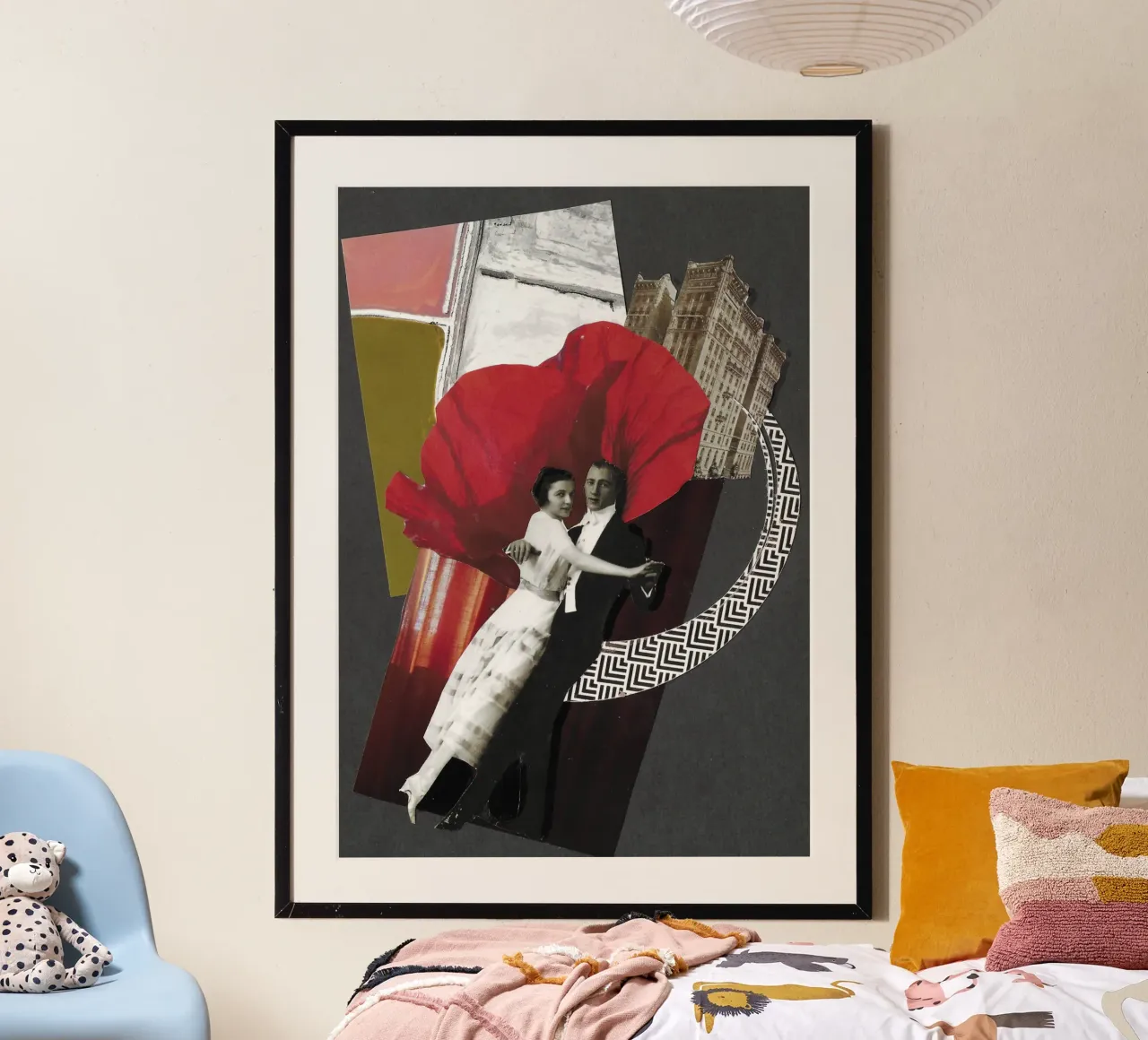Collage - La danza del tempo poster con telaio in alluminio da Nadine Ginzel