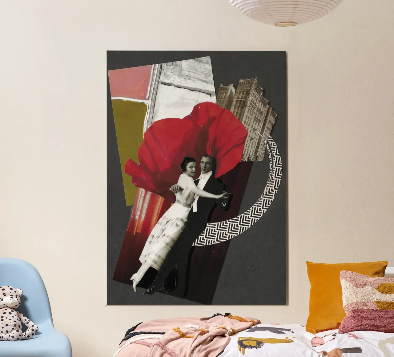 Collage - La danza del tempo poster con telaio in alluminio da Nadine Ginzel