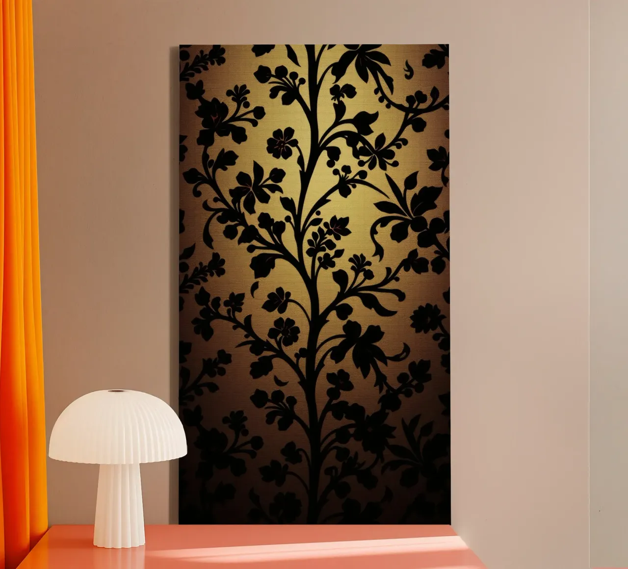 Elegant abstract bloemenontwerp op rijke gouden achtergrond canvas met Baklijst van DesignDoodle