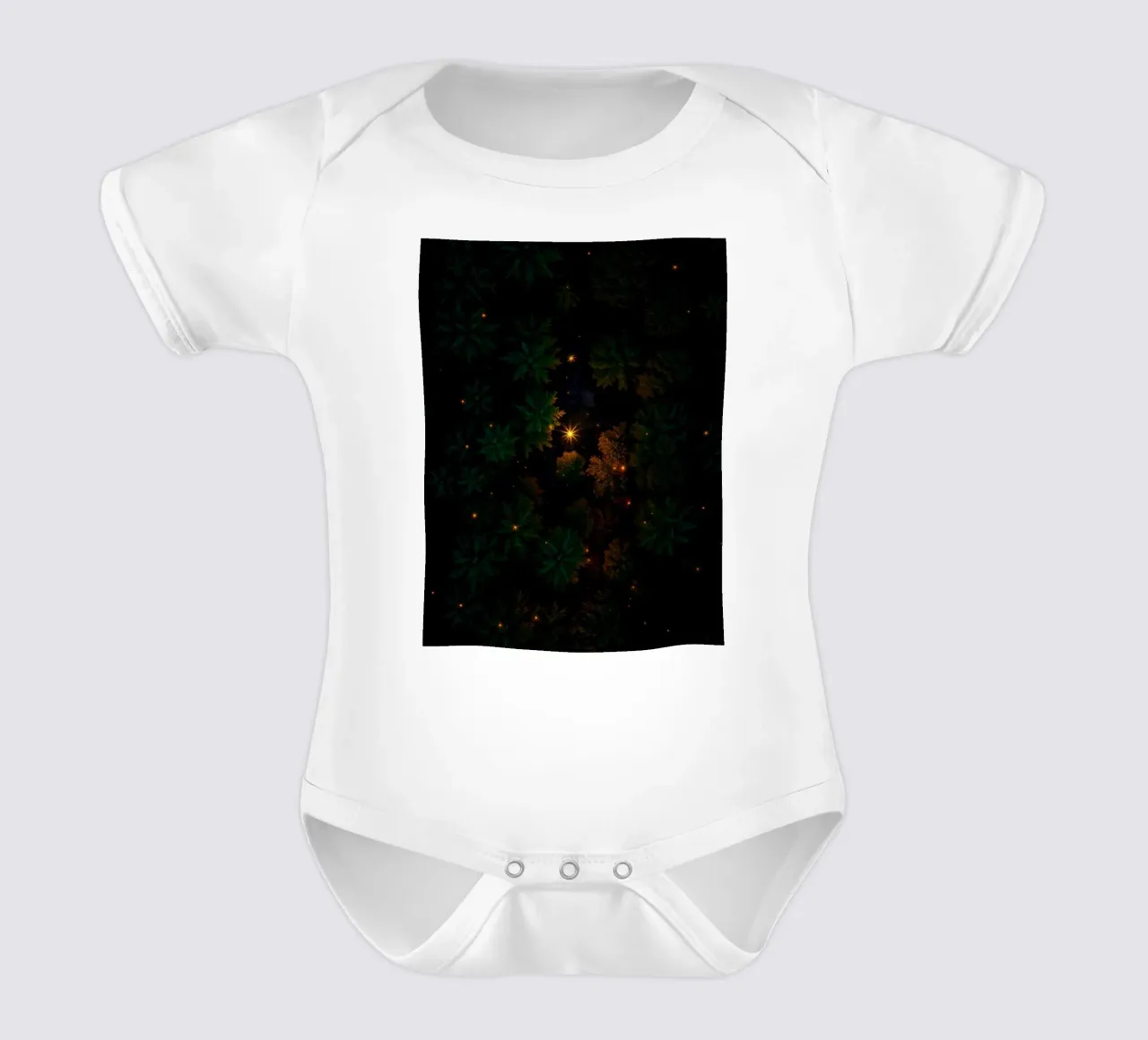 Captivating forest landscape illuminated by glowing lights short-sleeve baby romper by DesignDoodle