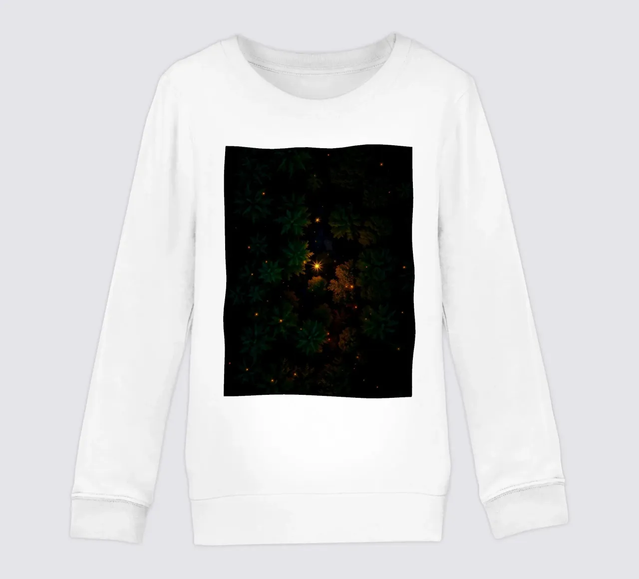 Faszinierende Waldlandschaft, beleuchtet von glühenden Lichtern Kinder Sweatshirt von DesignDoodle