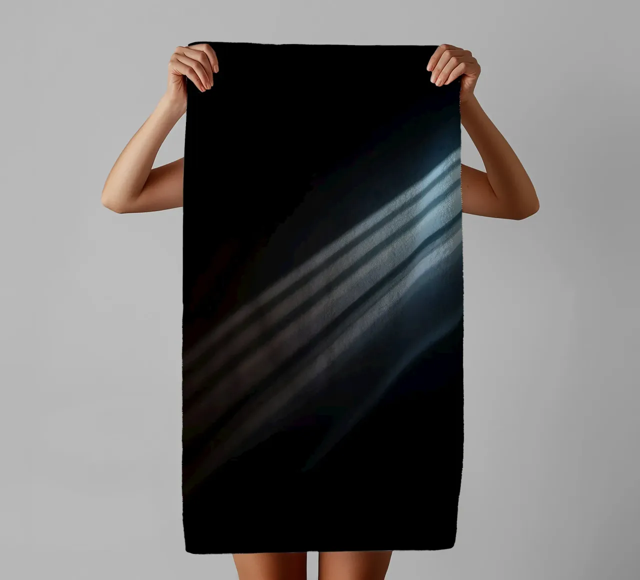 Elegant abstract light beams creating a serene wallpaper towel by DesignDoodle