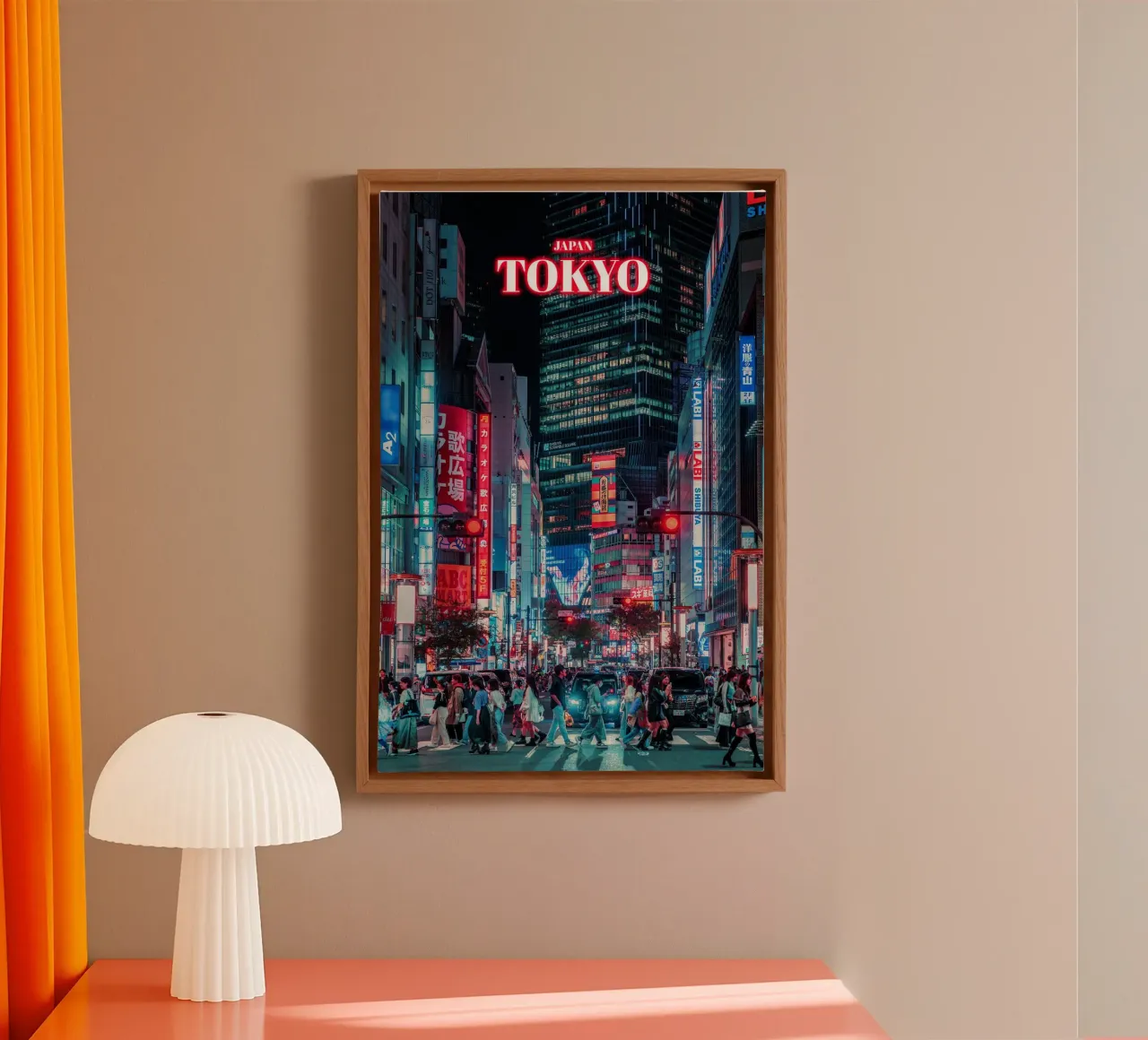 Tokio bij nacht - Japan canvas met Baklijst van surfer28