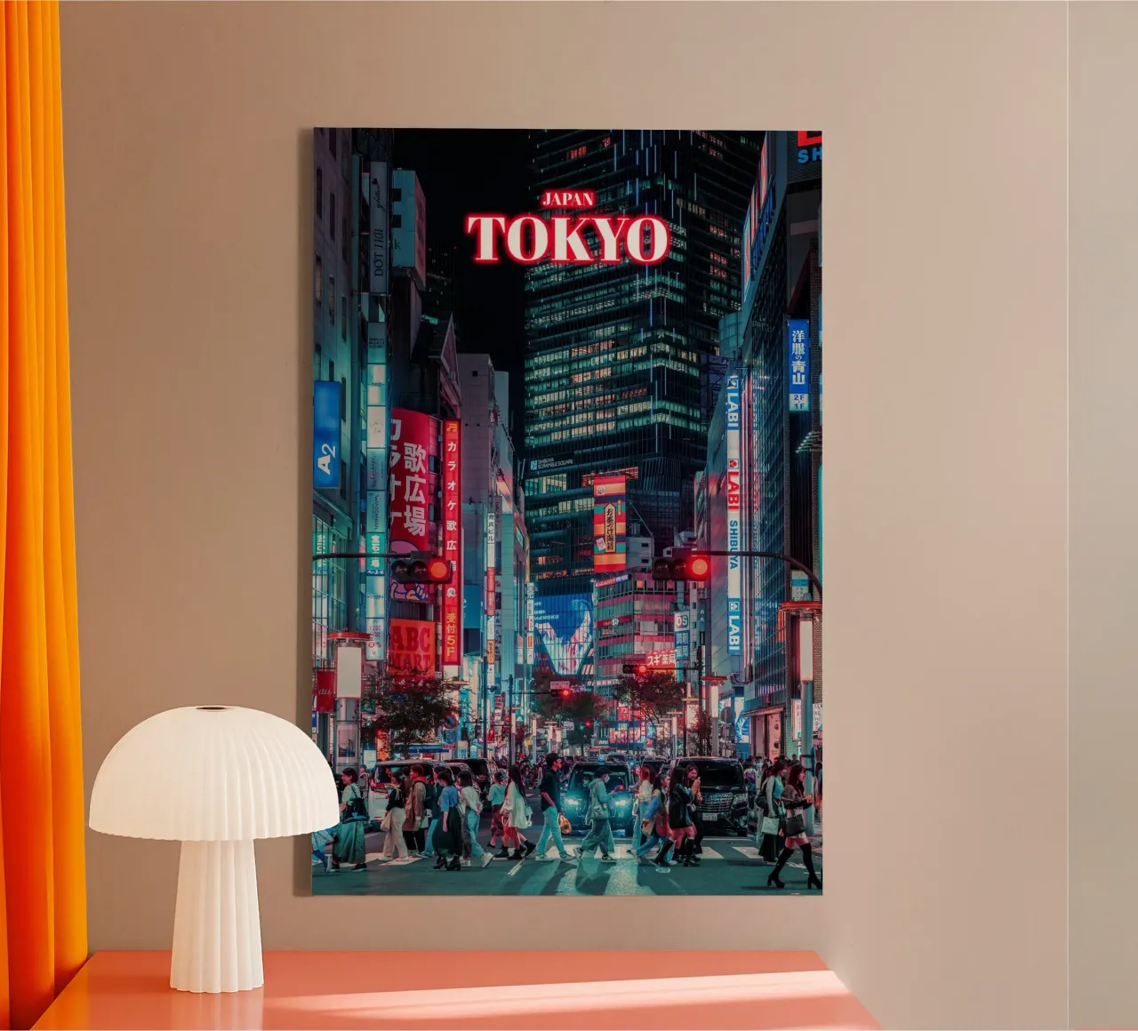 Tokio bij nacht - Japan canvas met Baklijst van surfer28