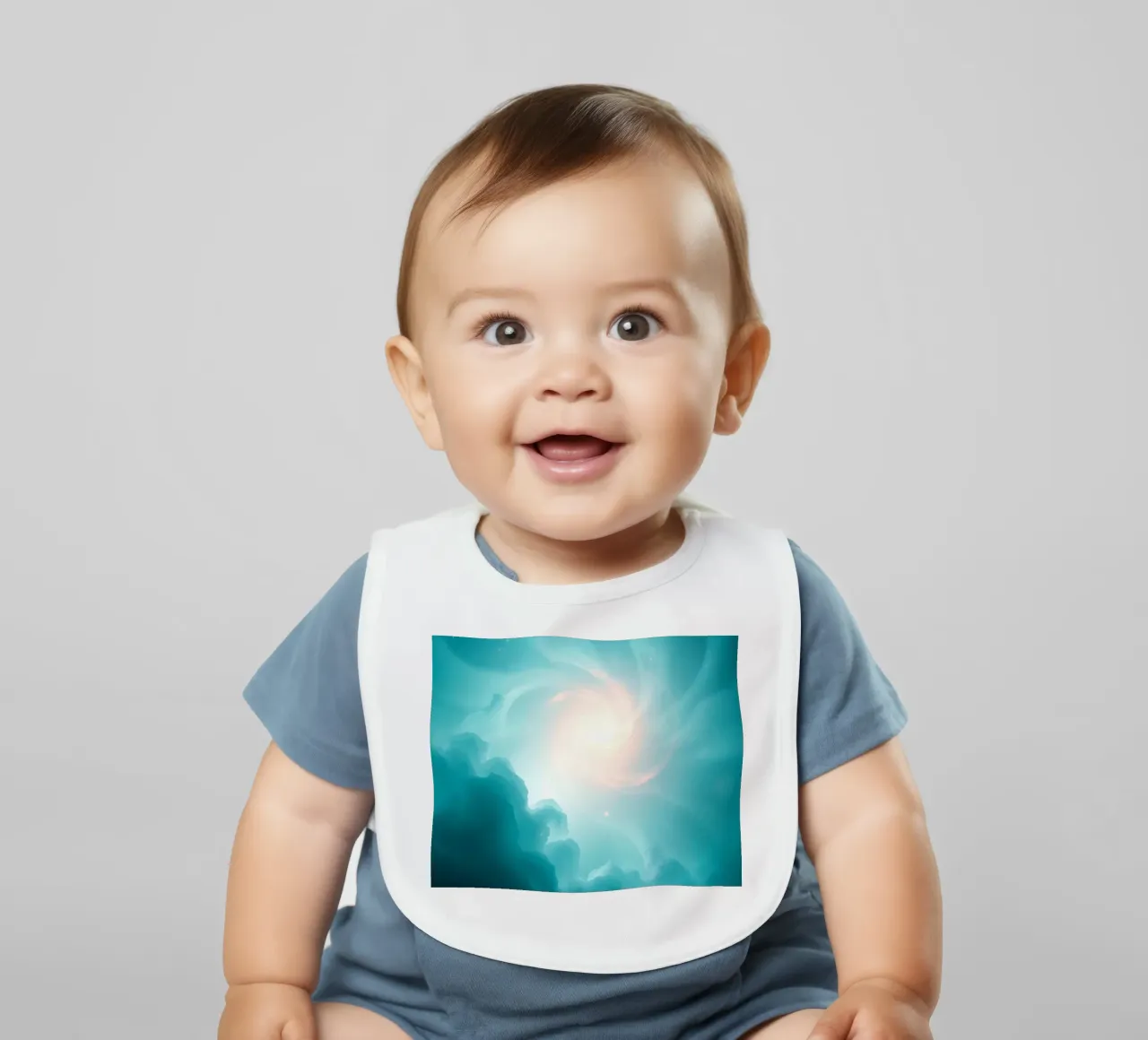 Il design astratto e vorticoso con colori tenui crea un'atmosfera mistica. bavaglino da DesignDoodle