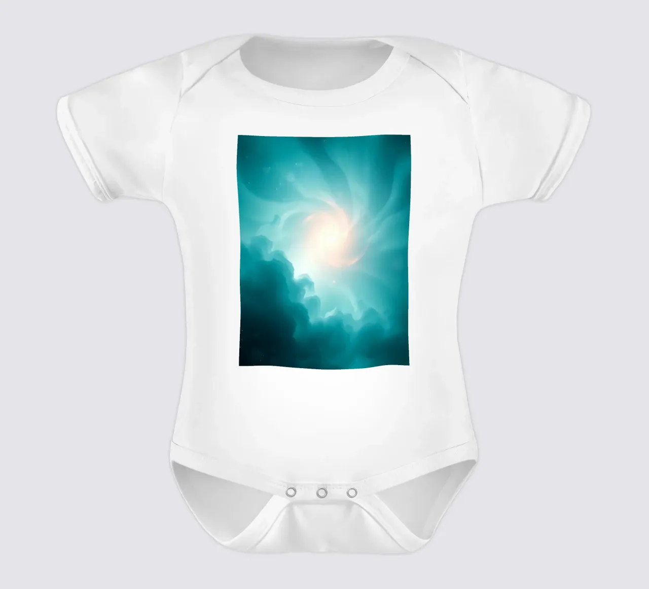 Il design astratto e vorticoso con colori tenui crea un'atmosfera mistica. body neonato maniche corte da DesignDoodle