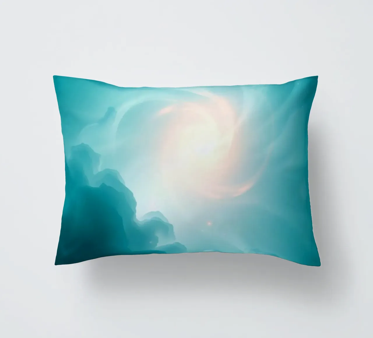 Il design astratto e vorticoso con colori tenui crea un'atmosfera mistica. cuscino da DesignDoodle