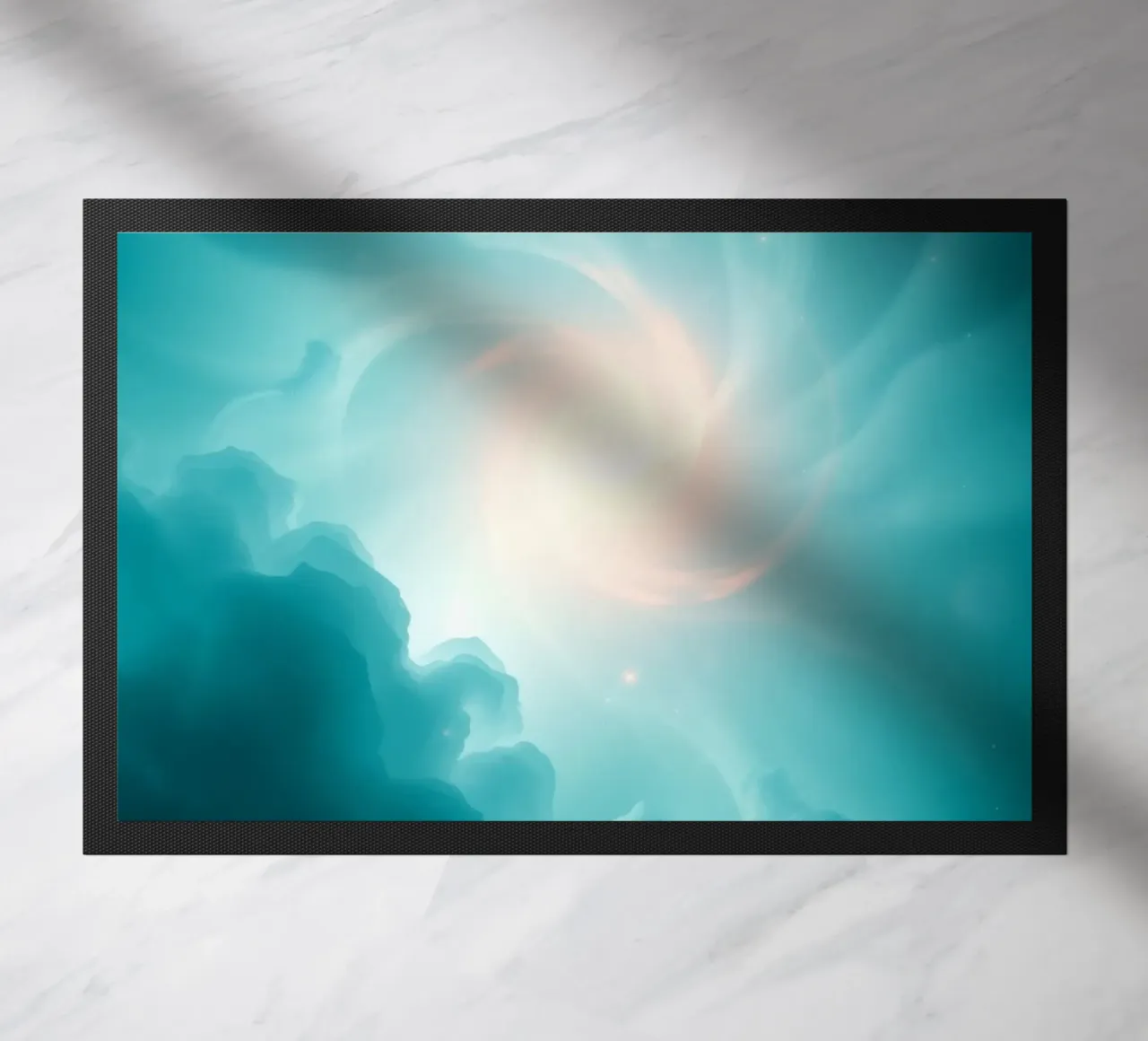 Il design astratto e vorticoso con colori tenui crea un'atmosfera mistica. zerbino da DesignDoodle