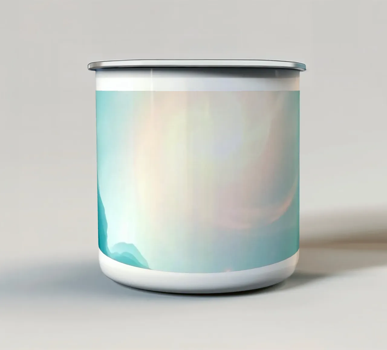 Il design astratto e vorticoso con colori tenui crea un'atmosfera mistica. tazza in smalto da DesignDoodle