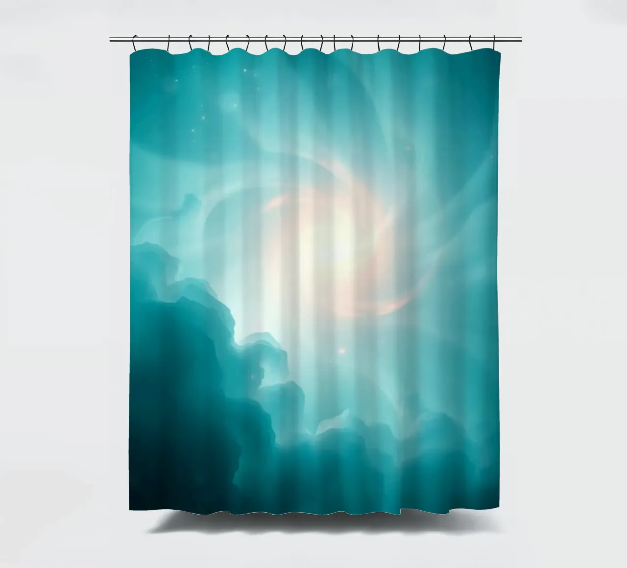 Il design astratto e vorticoso con colori tenui crea un'atmosfera mistica. tenda da doccia da DesignDoodle