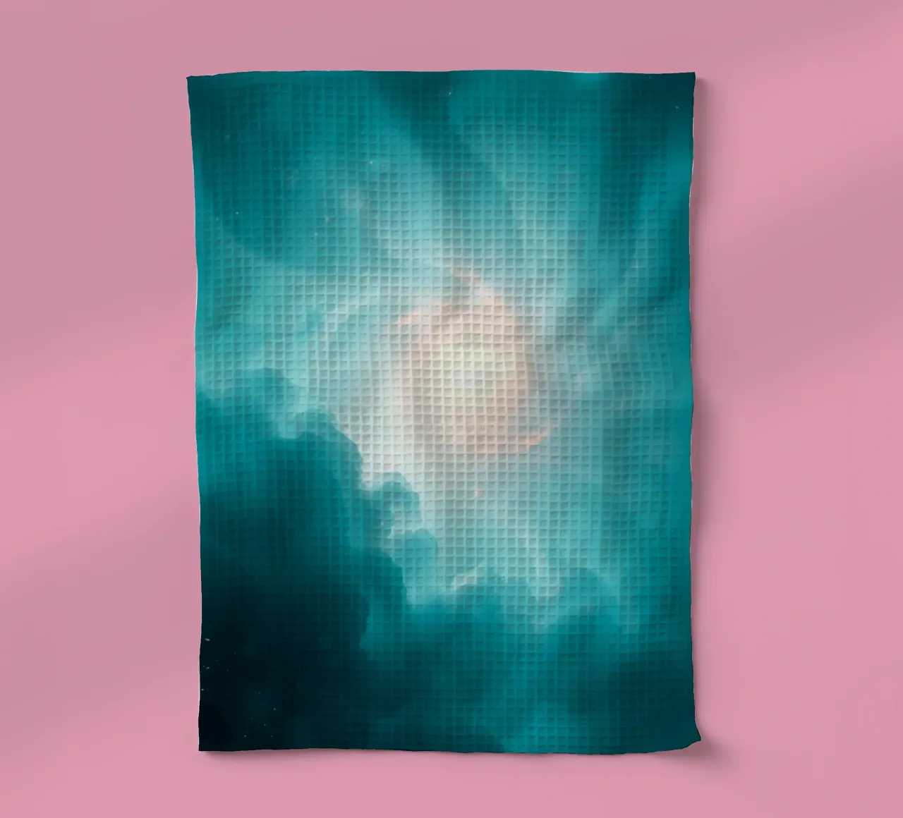 Swirling abstract design with soft colors creates a mystical tea towel by DesignDoodle
