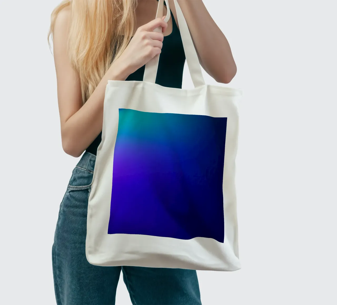 Bright abstract background with gradient shades of blue tote bag by DesignDoodle