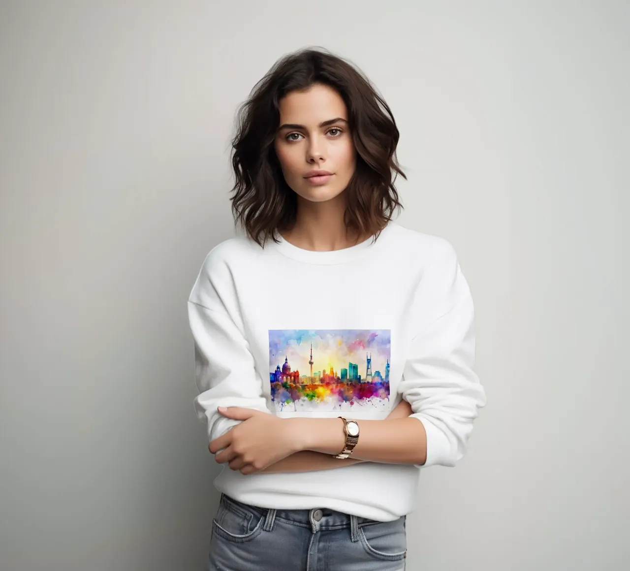 Lo skyline di Berlino in acquerello felpa da ARTVI-SHOP