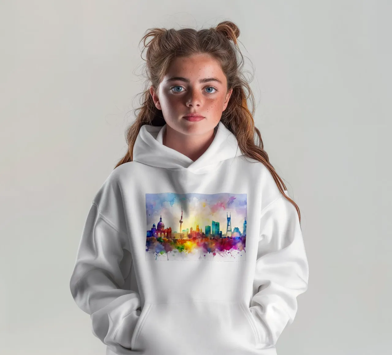 Berliner Skyline in Aquarell Kinder Hoodie von 🎁 ARTVI-SHOP