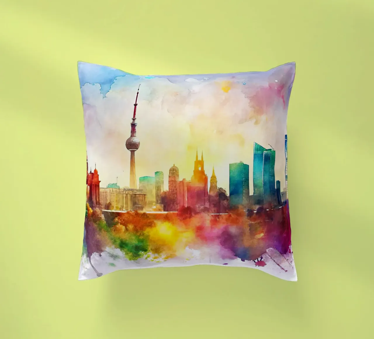 Lo skyline di Berlino in acquerello cuscino da ARTVI-SHOP