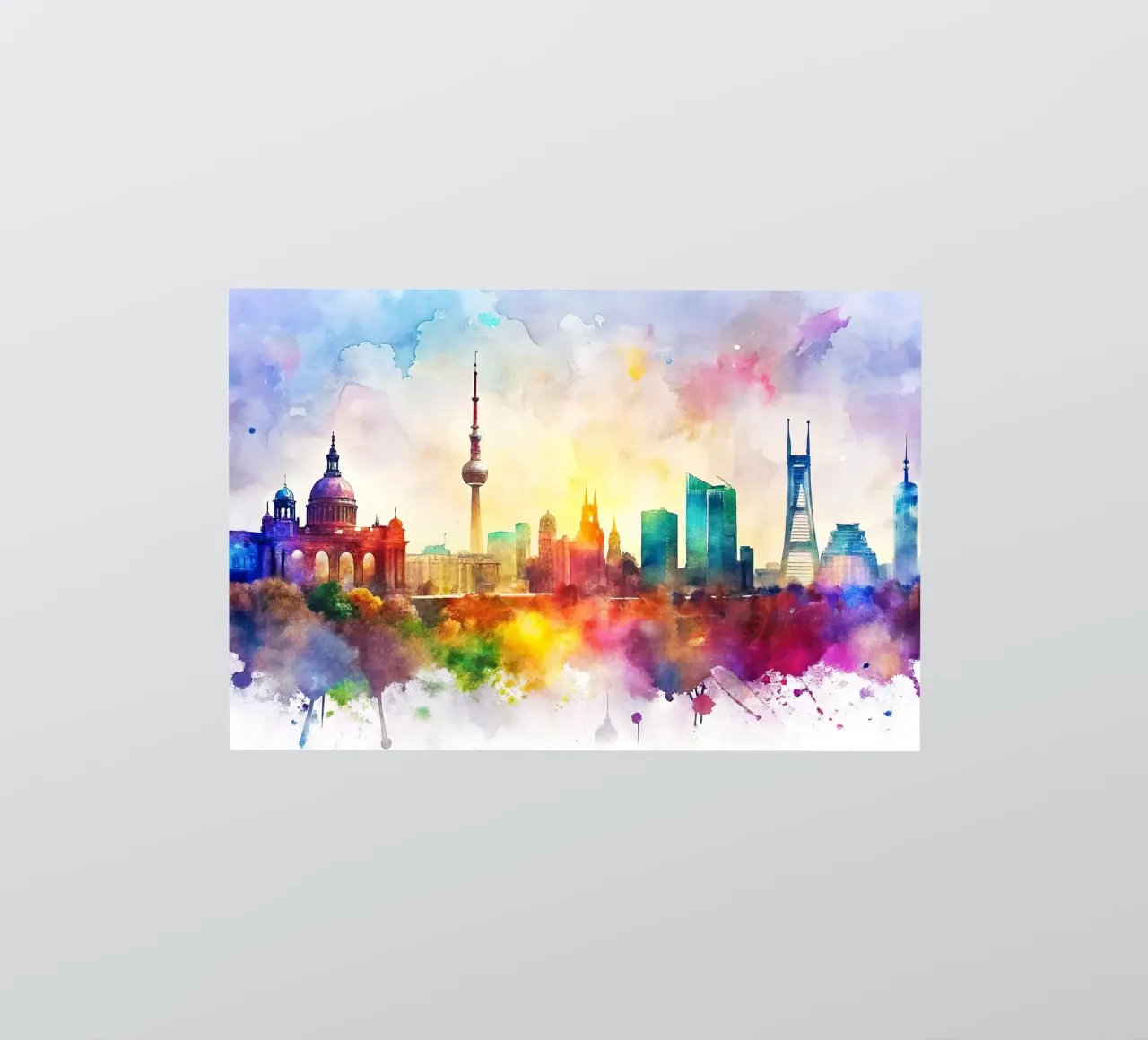 Berlin skyline in watercolor sticker by 🎁 ARTVI-SHOP