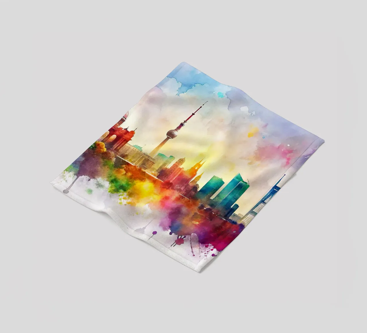 Lo skyline di Berlino in acquerello coperta in pile da 🎁 ARTVI-SHOP
