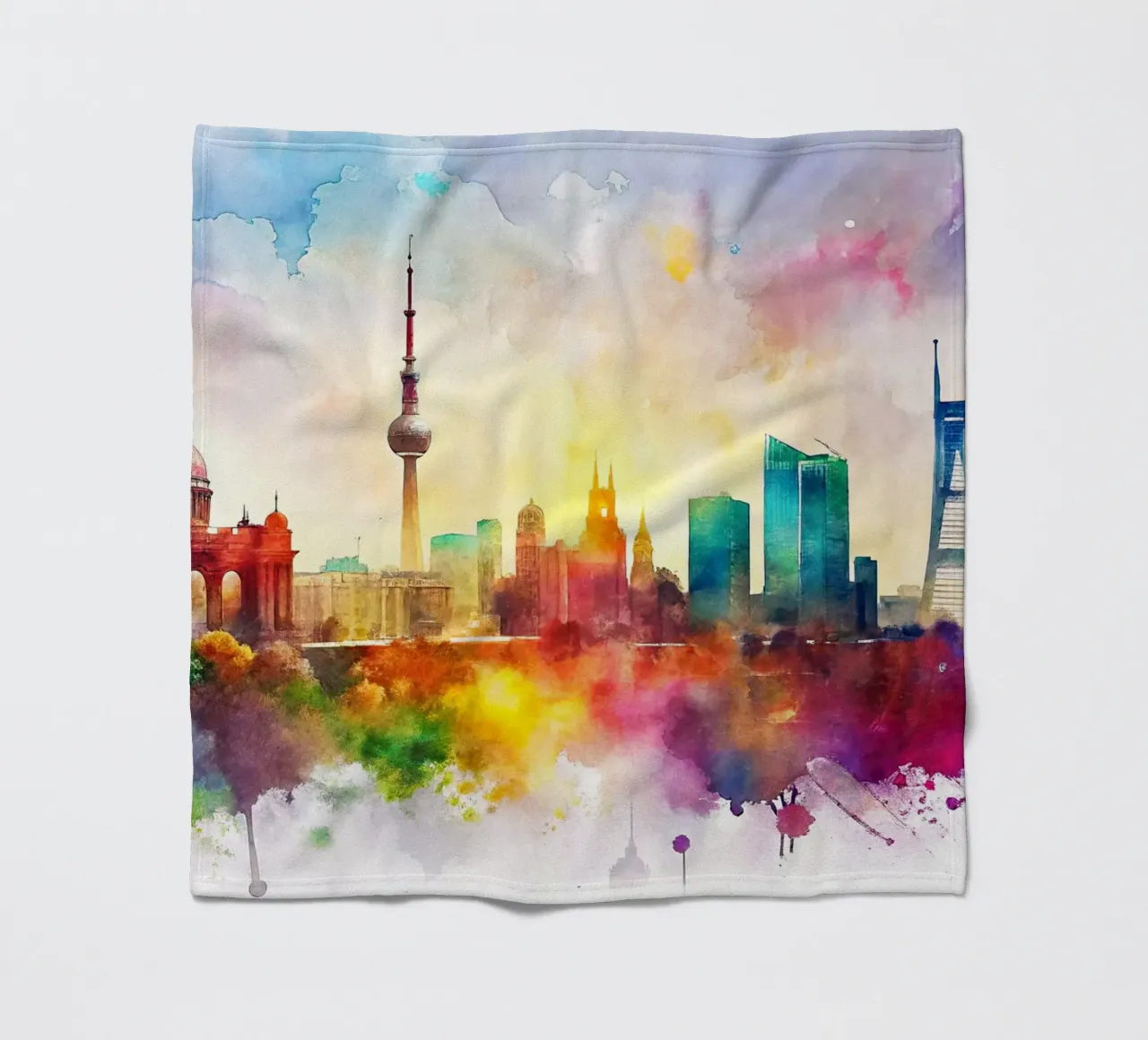 Lo skyline di Berlino in acquerello coperta in pile da 🎁 ARTVI-SHOP