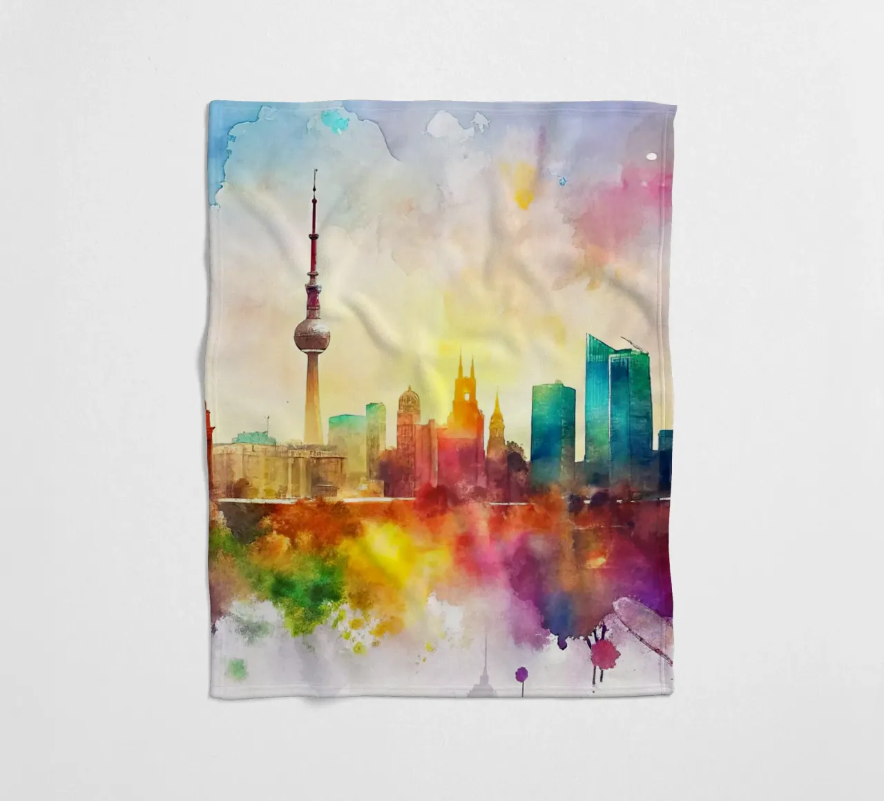 Lo skyline di Berlino in acquerello coperta in pile da 🎁 ARTVI-SHOP