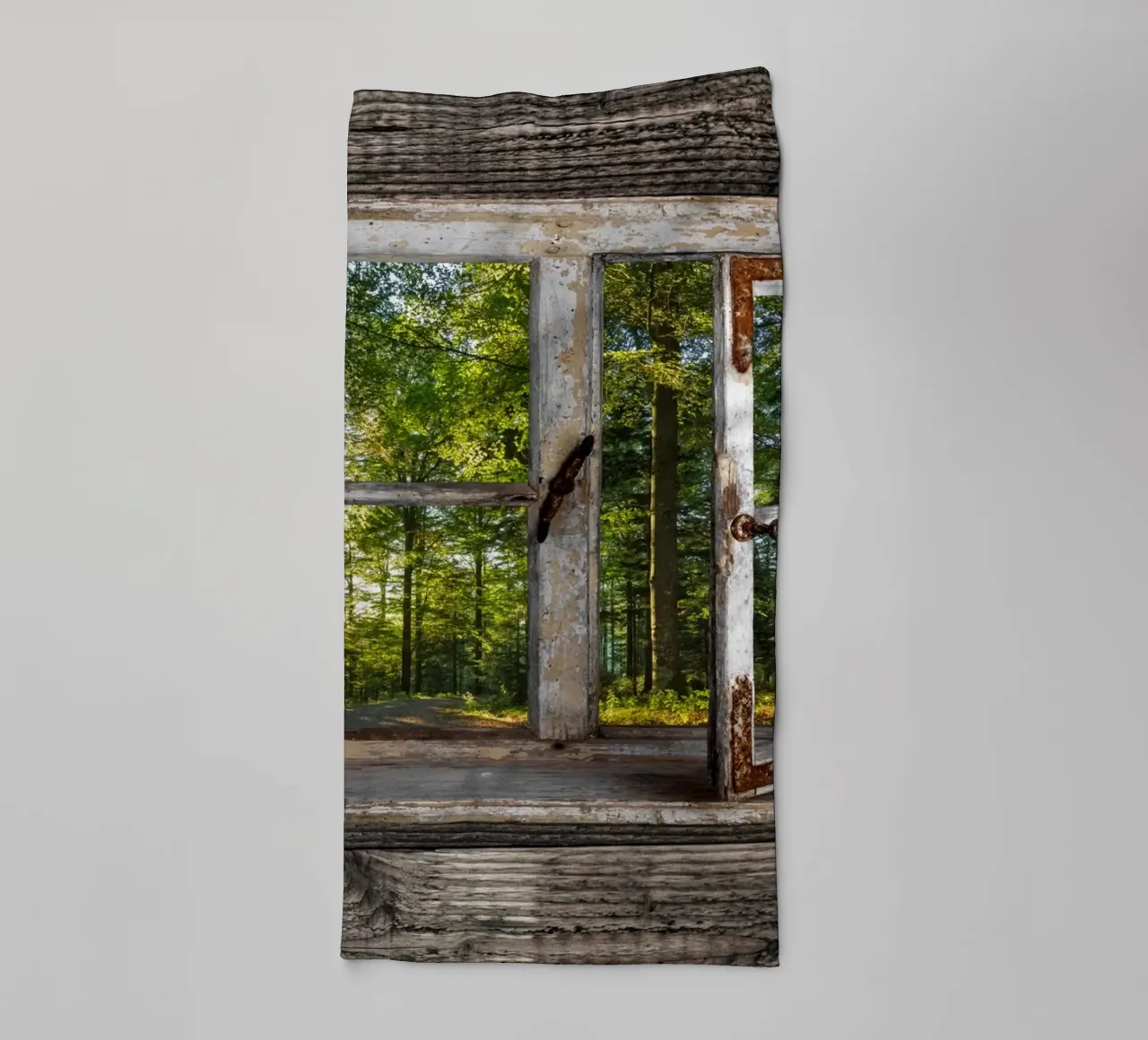 Fensterblick in den Wald asciugamano da bagno da Juergen Wiesler