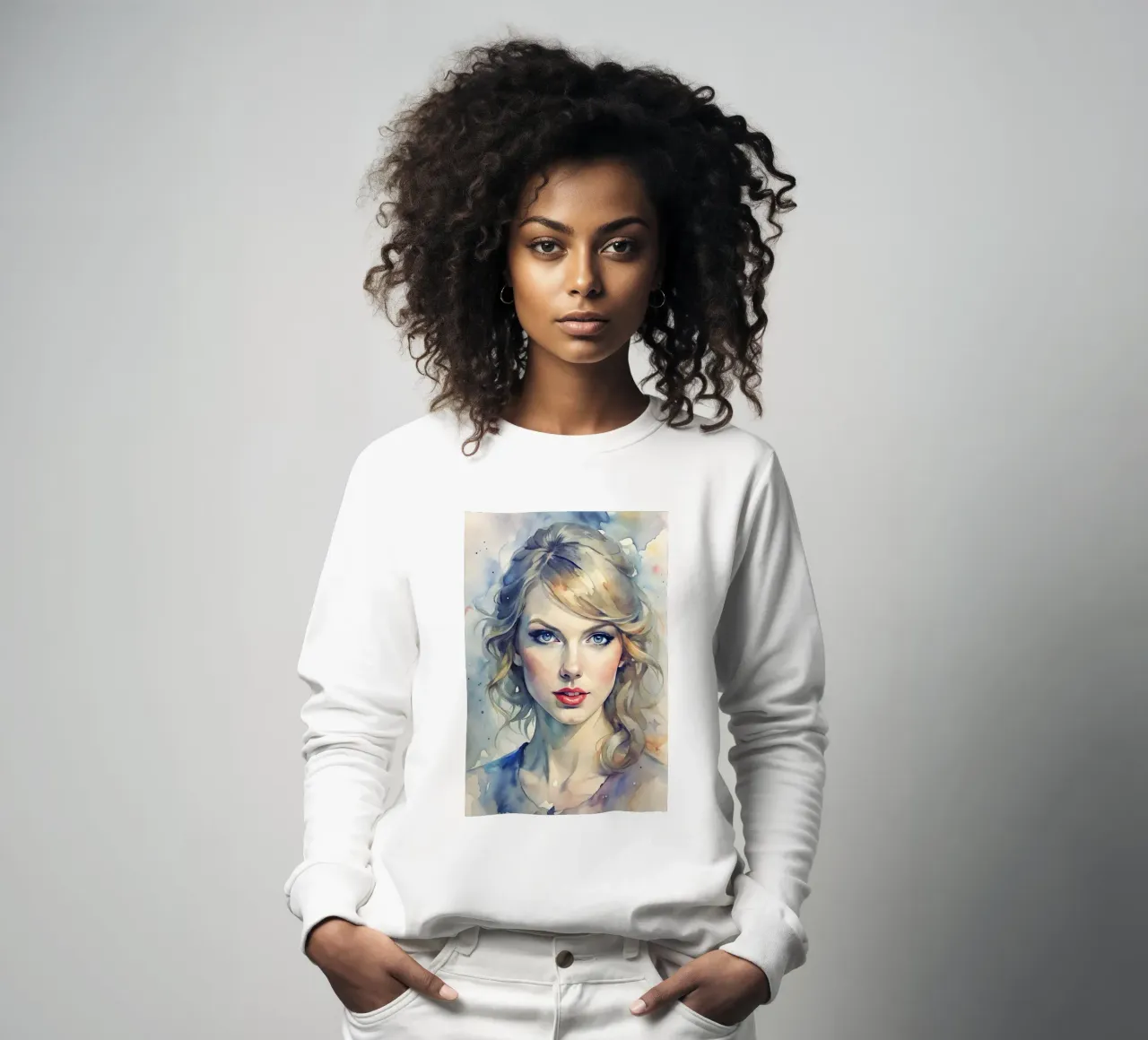 Taylor Swift in watercolor sweatshirt by 🎁 NOBELART