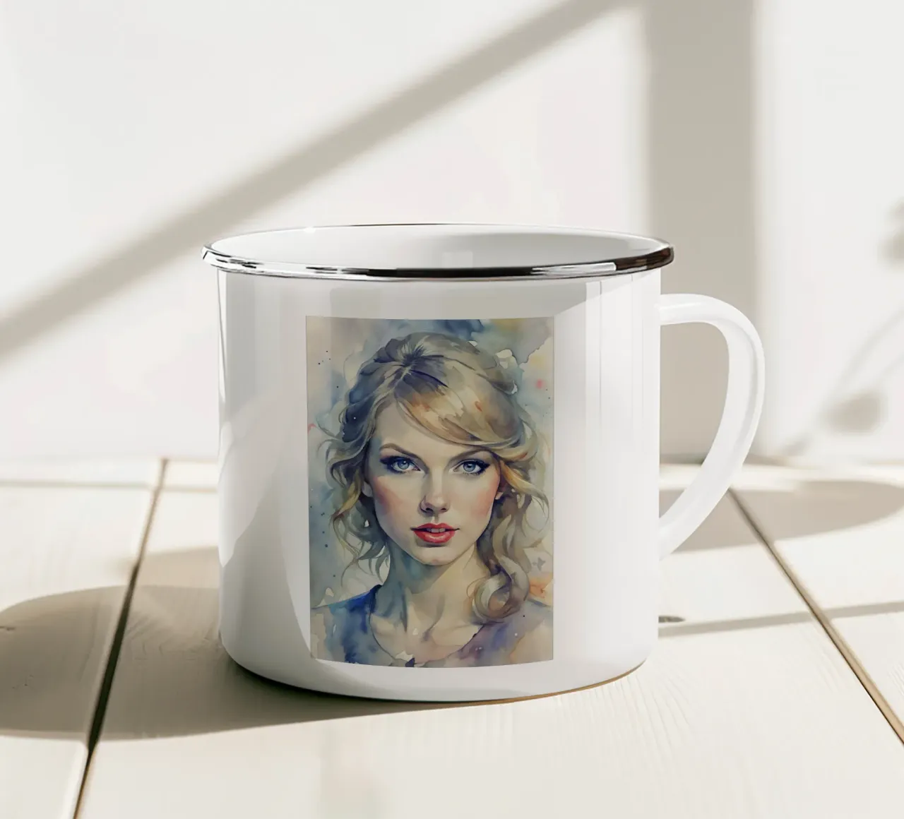 Taylor Swift in aquarel emaille mok van ARTVI-SHOP