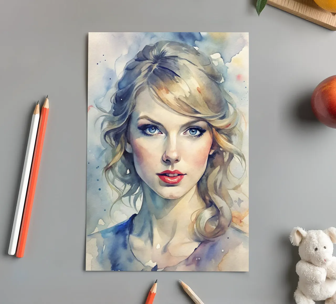Taylor Swift in acquerello foglio adesivo da ARTVI-SHOP