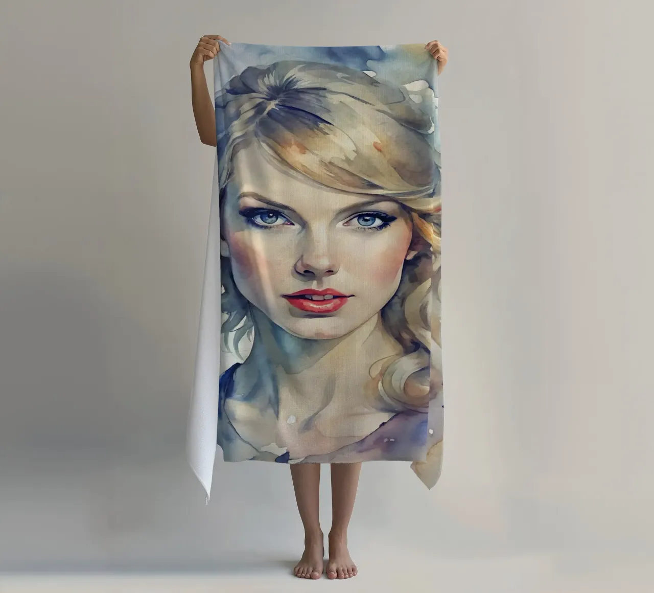 Taylor Swift in acquerello telo mare da 🎁 NOBELART